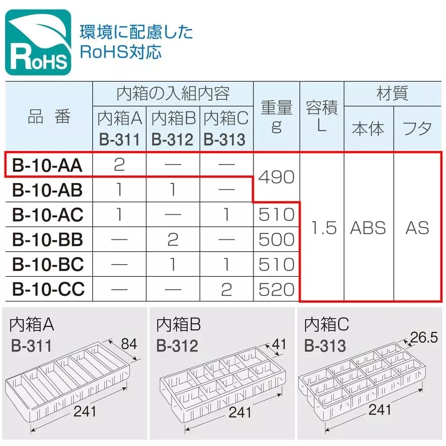 hozan-parts-case-254x41x185-mm-outer-dimension-b-10-aa