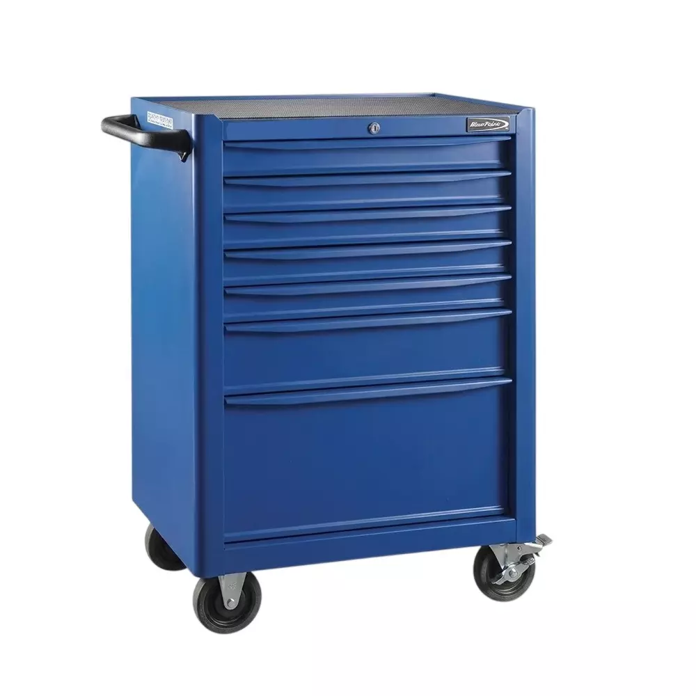 Blue-Point 26 inch (660.4 mm) Size Roller Cabinet Black Color with 7 Drawers and PE Powder Painted Gloss Finish Steel Plate Body, KRB13007INBLK