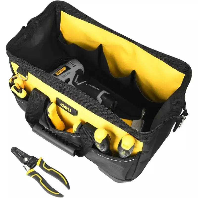 DELI Tool Bag 410x220x250 mm, 600D High Density Oxford Material, 13 Pockets, EDL586120