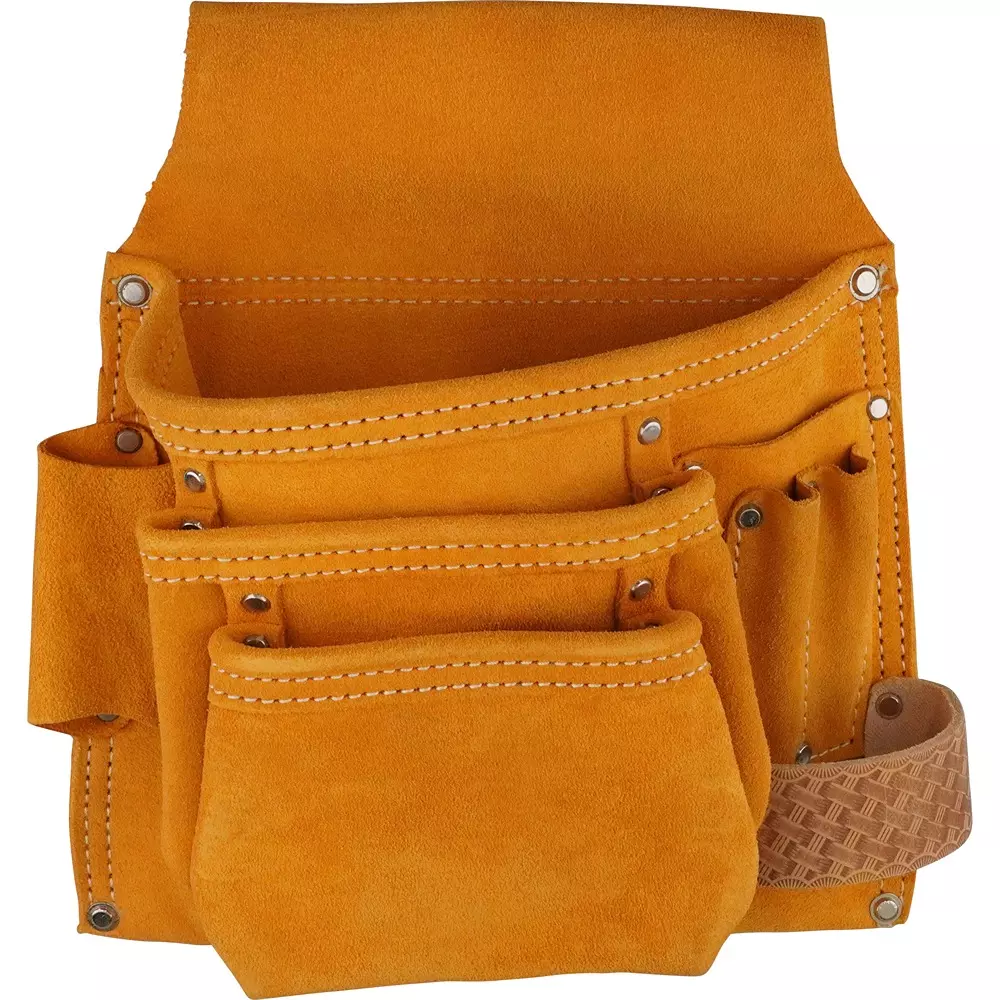 MonotaRO Waist Bag Made of Suede Suede (cowhide) for Up to about 65 mm Belt Width, 3 segments