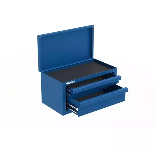 Groz Mini Tool Box with Lid 2 Dwawers Steel Powder-Coated 4.5 kg Capacity, TCHL/11-10D/1/BU19/GRZ