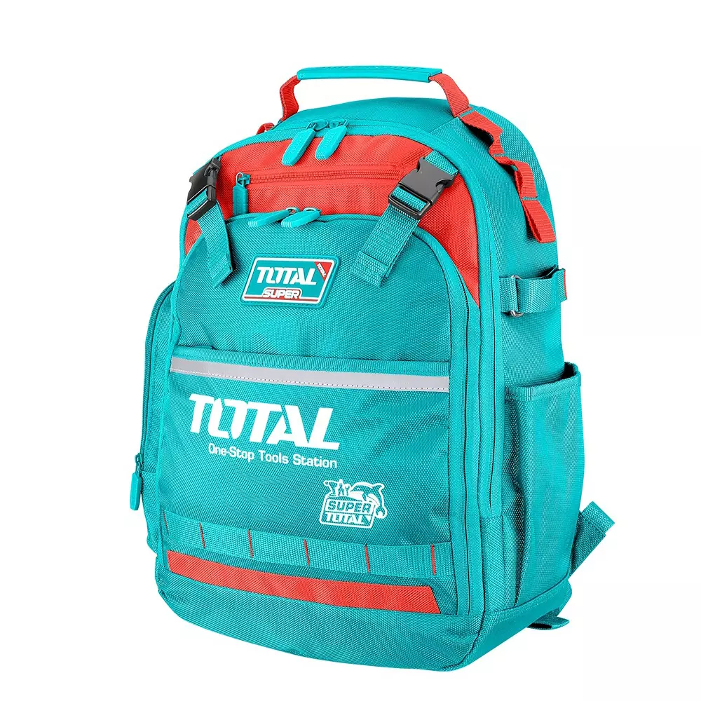 Total Tool Backpack Polyester 1680D with Rigid Frame & Pockets 38x17x46 cm 8 Kg Capacity, THBP02025