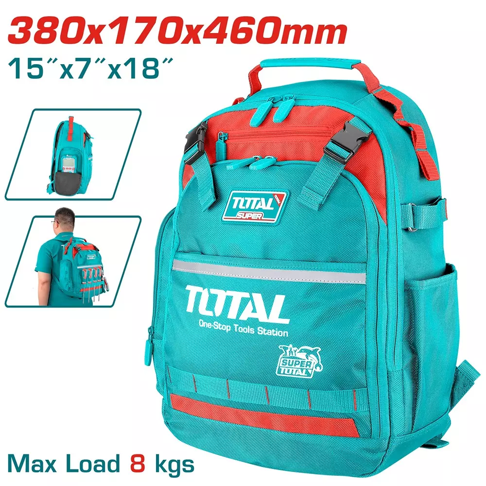 total-tool-backpack-polyester-1680d-with-rigid-frame-pockets-38x17x46-cm-8-kg-capacity-thbp02025