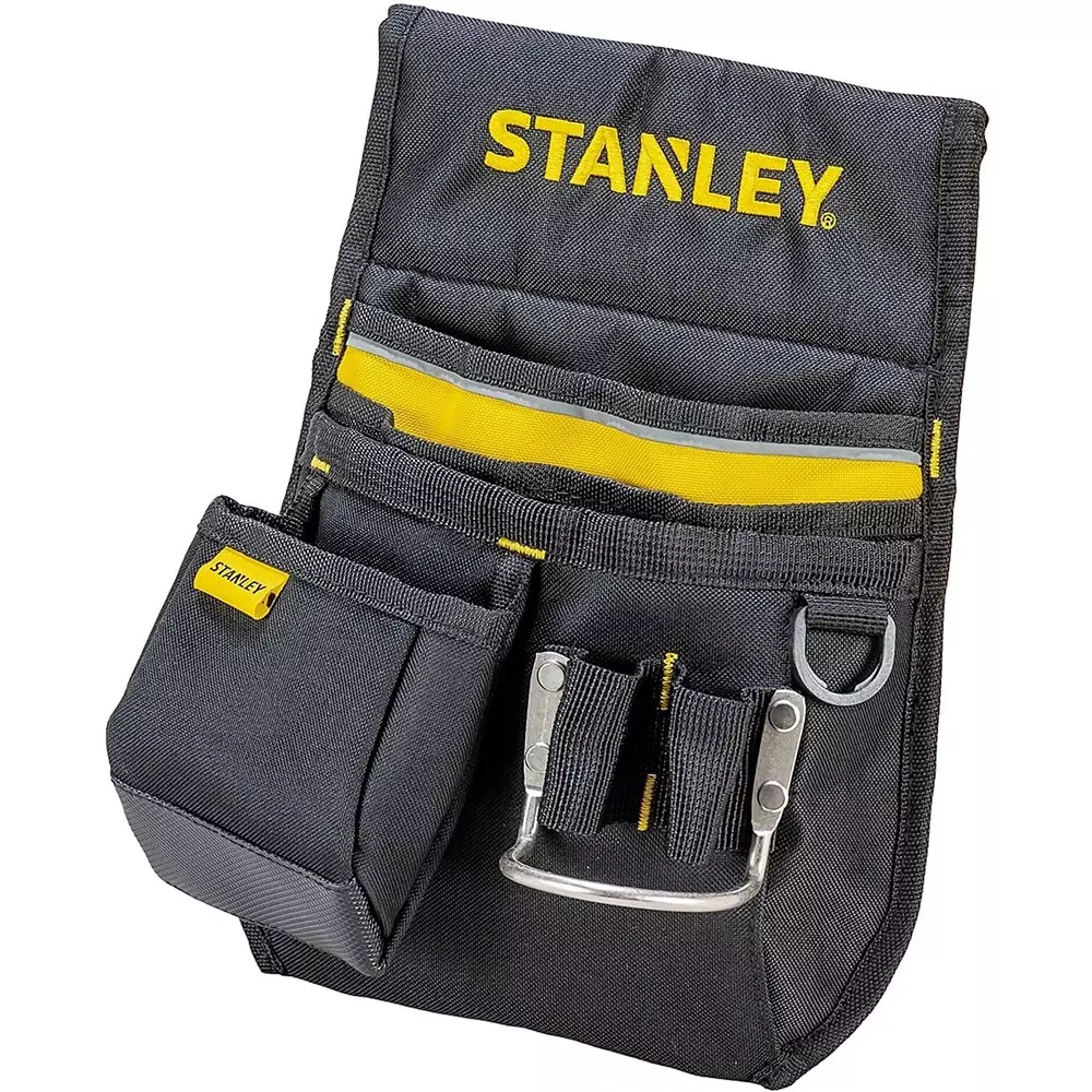 STANLEY Tool Pouch with 10 Pockets, Nylon Body and 4 inch (100 mm) Depth in Black & Yellow Color, 1-96-181