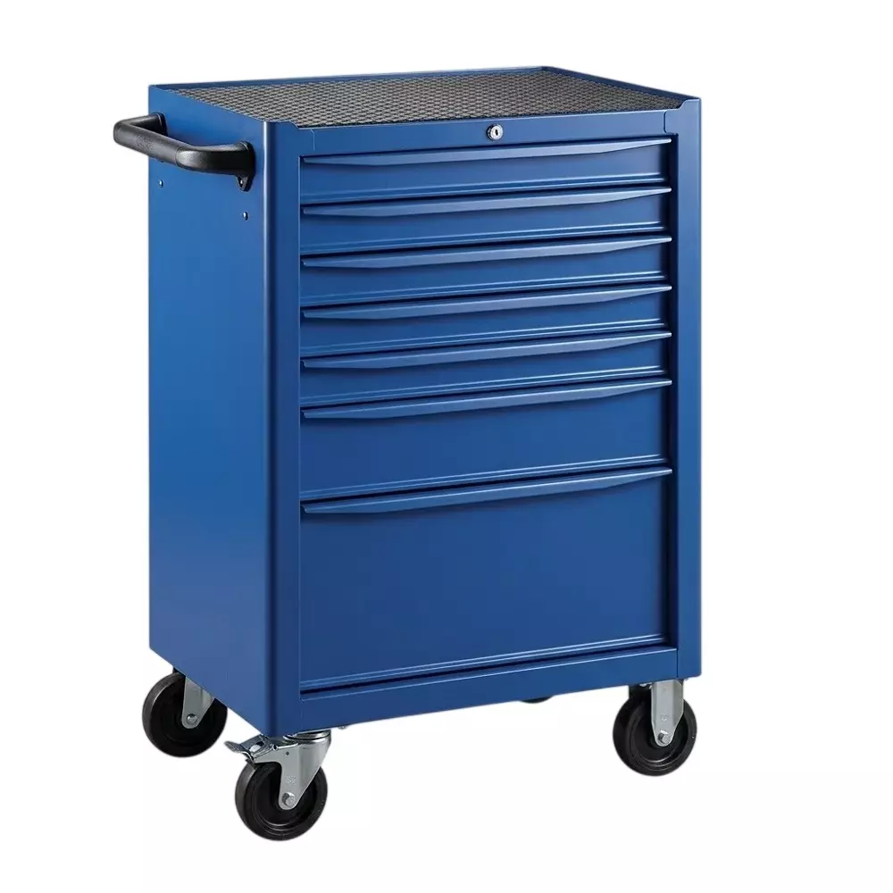 Blue-Point 26 inch (660.4 mm) Size Roller Cabinet Blue Color with 7 Drawers and PE Powder Painted Matte Finish Steel Plate Body, KRB13007INPRB