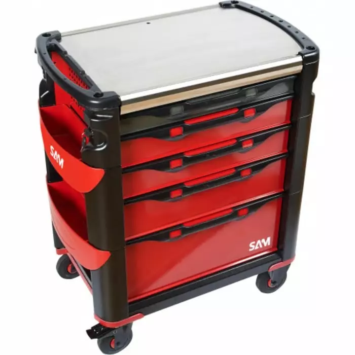 Sam Wheeled Tool Trolley 5 Drawer Stainless Steel Trolley, 415H