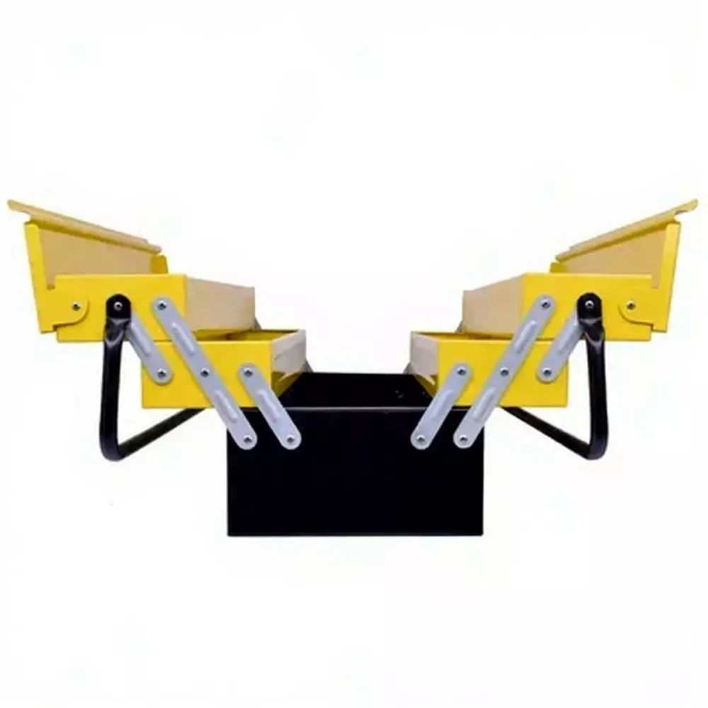 HUKUMS 5 Compartment Tools Storage Box Double Handle 17x8x8 Inch Metal, HTB5