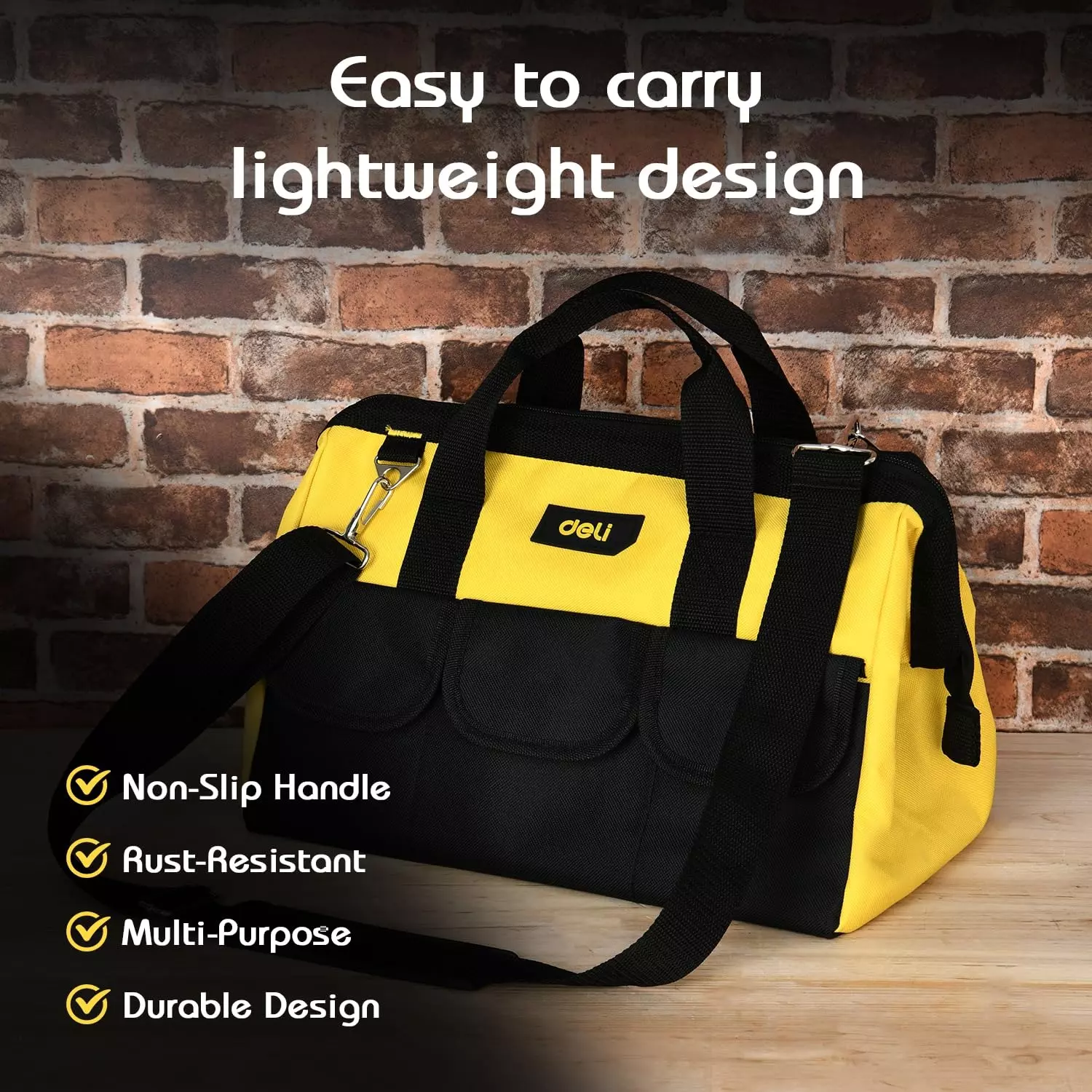 DELI Tool Bag 360×180×250 mm, 600D Oxford Material, Multi Functional Pockets, EDL430016