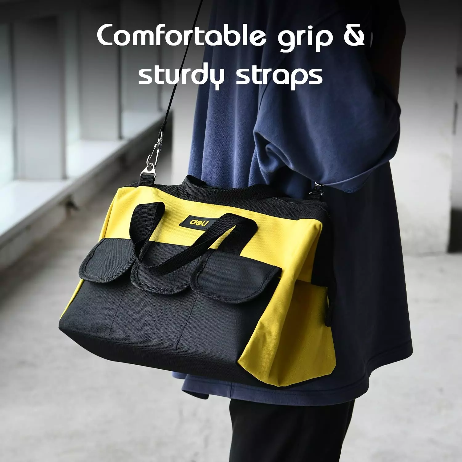 DELI Tool Bag 360×180×250 mm, 600D Oxford Material, Multi Functional Pockets, EDL430016