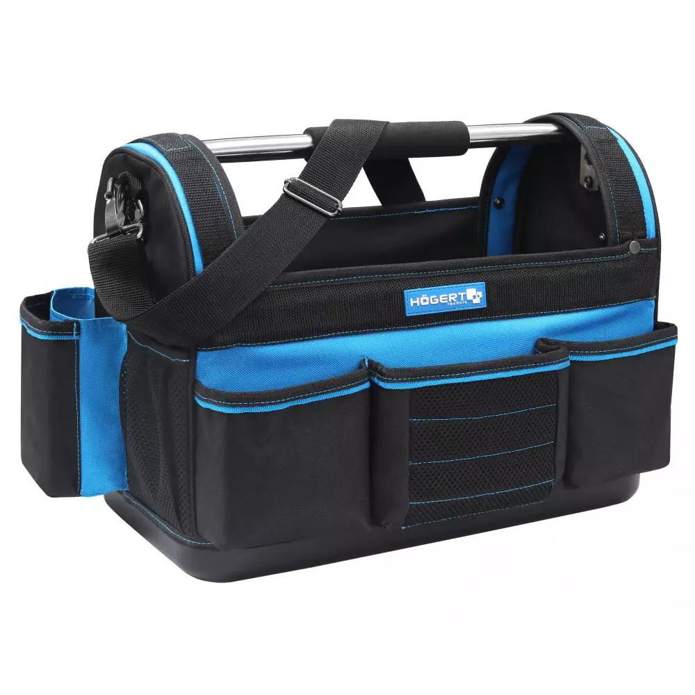 Hogert Technik Work Bag I Made of 600D Polyester in Black and Blue Color, 41.5x22.5x31 cm, HT7G205