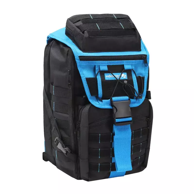 Hogert Technik Tool Backpack Made of 600D Polyester in Black and Blue Color, 33x46x24 cm, HT7G220