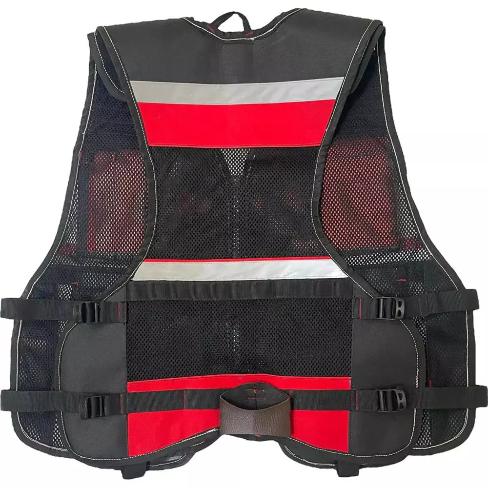 sicuro-v-neck-tool-vest-red-black-3-pocket-free-size-66-cm-length