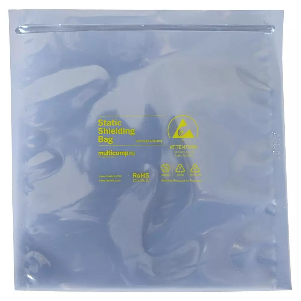 MULTICOMP PRO Sheilding Bag Static Shielding (Metal-In) Type Heat Sealable Seal 76.2  µm Film Thickness, 013-0300MP (Pack of 100)