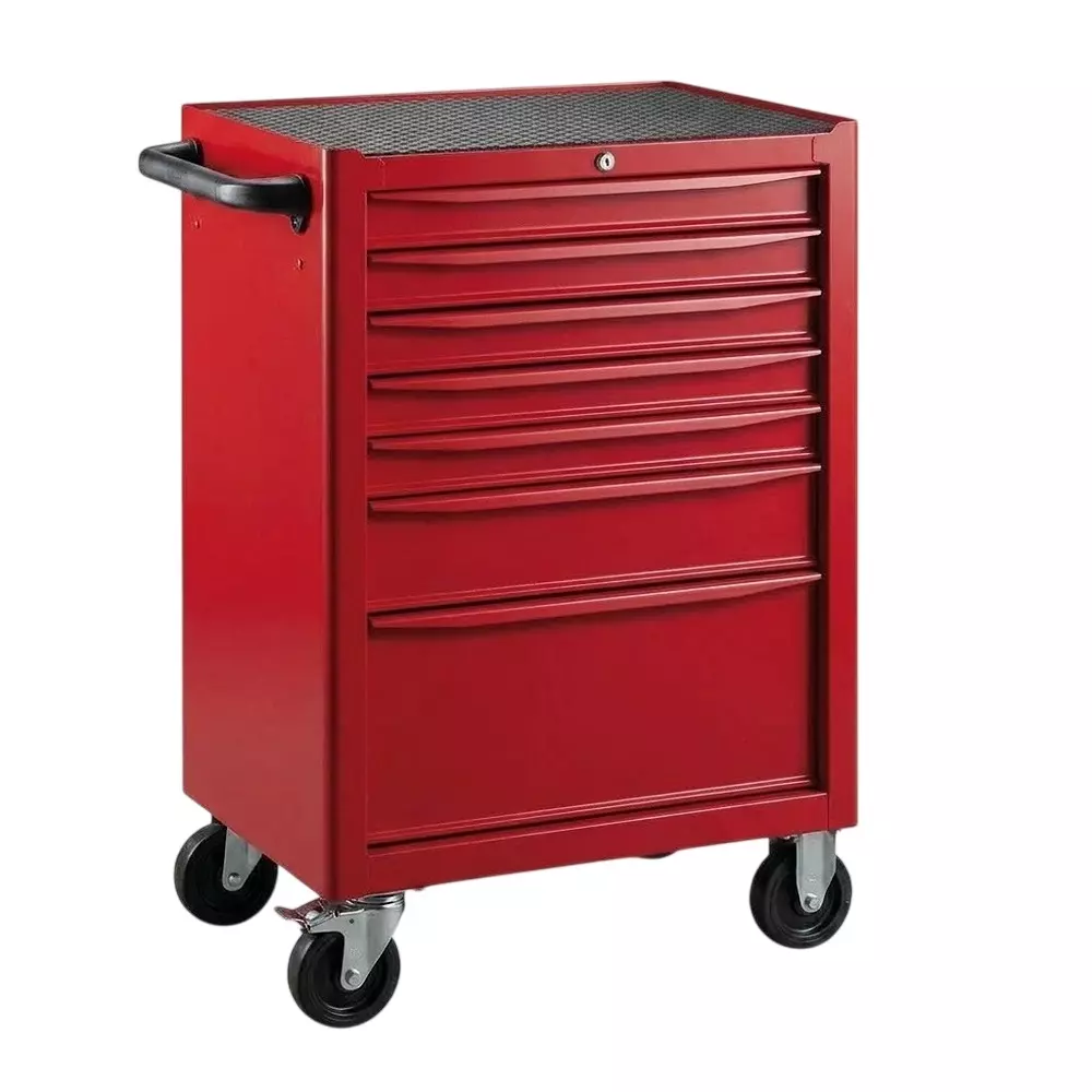 Blue-Point 26 inch (660.4 mm) Size Roller Cabinet Red Color with 7 Drawers and PE Powder Painted Matte Finish Steel Plate Body, KRB13007INPRR