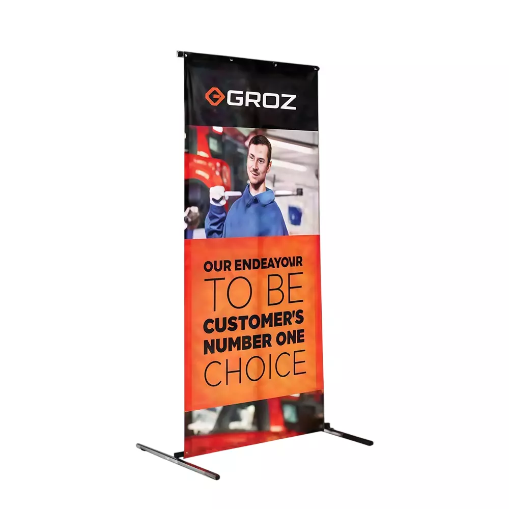 Groz Two Sided Banner Mounting Standee Floor Mounted for Promotion Purpose, D17