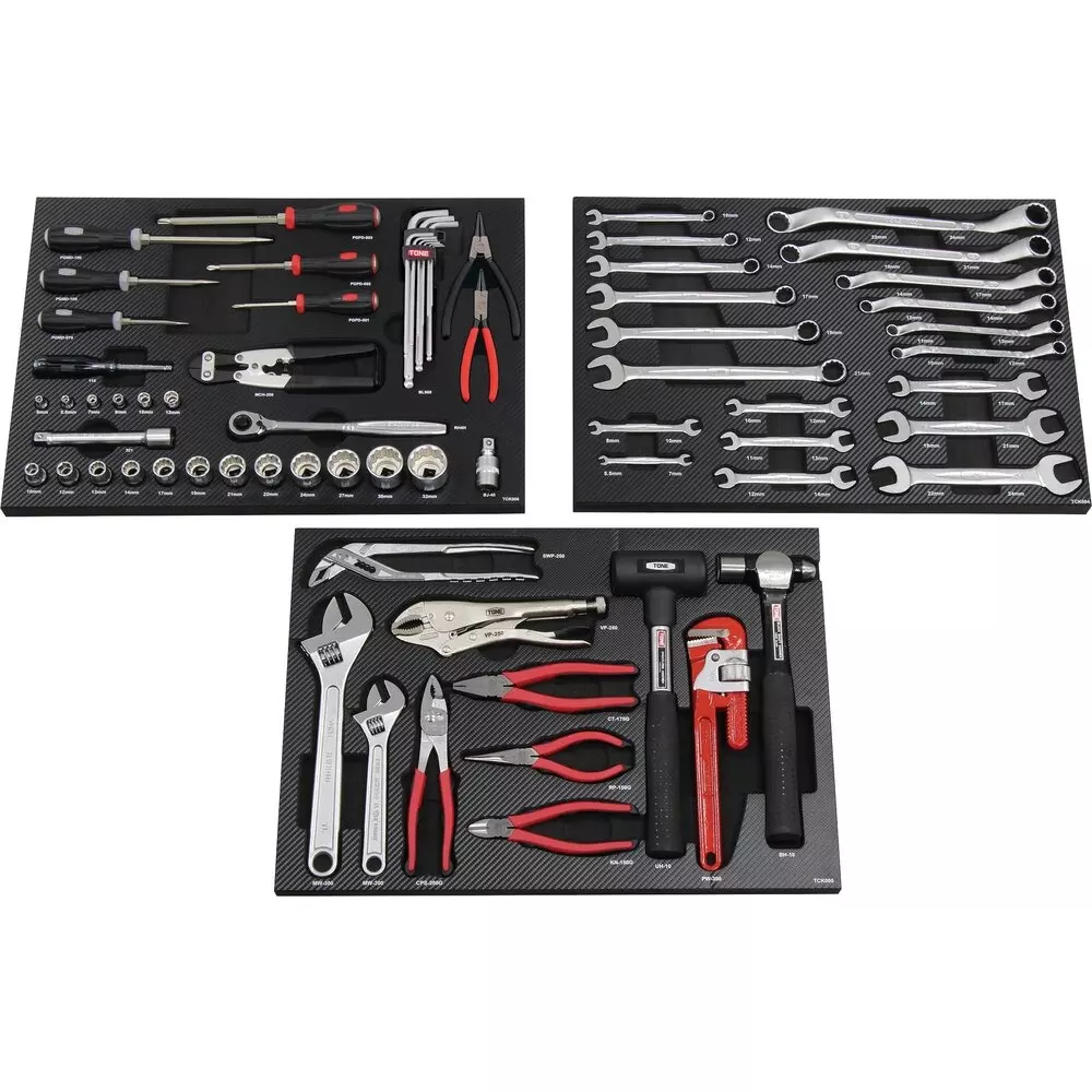 TONE Tool Cabinet Set Carbon-Like Tray 676x459x995 mm Matte Black, TCS911BK