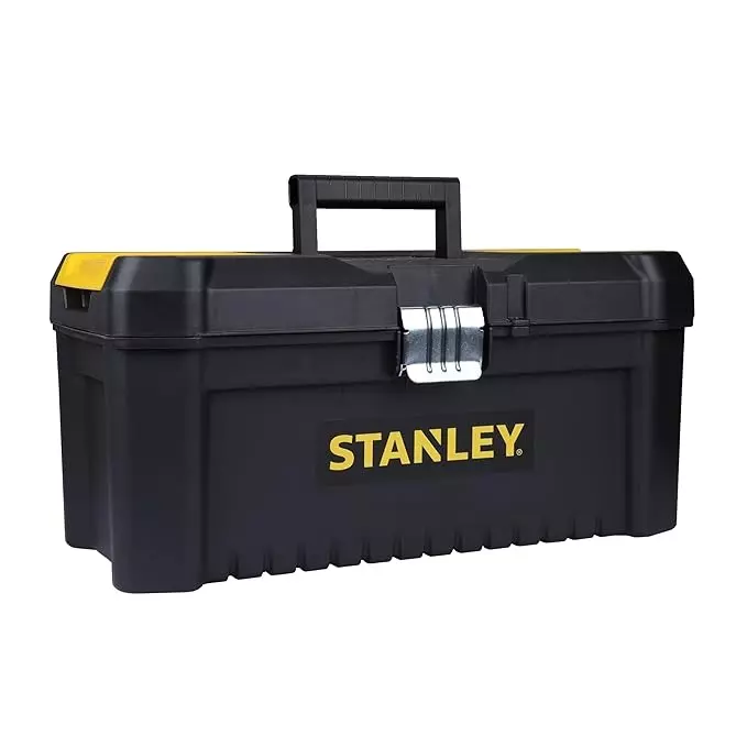 Stanley 16 inch (406 mm) Tool Box with Top Lid & Removable Tray Compartment, 6 Kg/8 L Capacity in Yellow and Black Color, STST75518-8