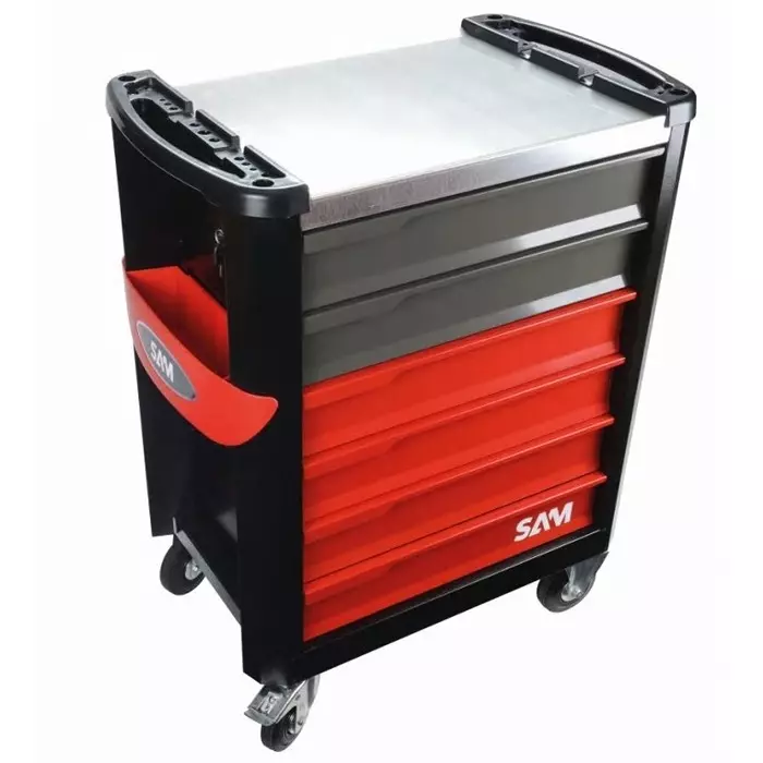 Sam Wheeled Tool Trolley 6 Drawer Galvanised Steel Trolley, SERVI-630N
