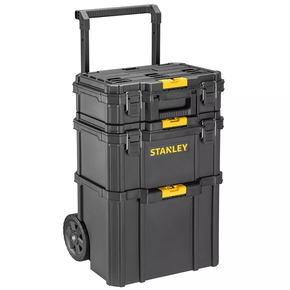 STANLEY 3-In-1 Pro Quick Link Rolling Tool Box with 45 Kg Load Capacity, 80 L Volume and Metal, Polypropylene Body, STST83319-1