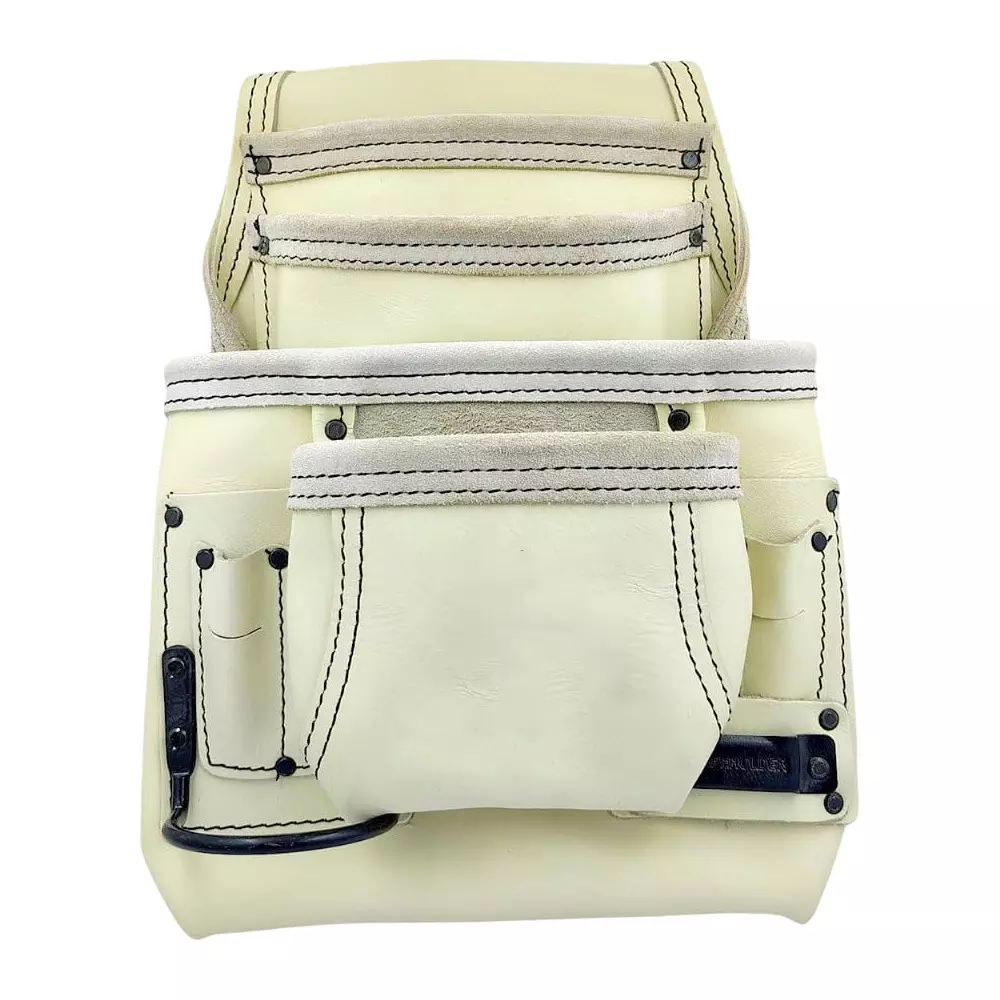 A.D INTERNATIONAL Nail & Tool Bag Heavy Duty Top Grain Leather with 10 Pockets for Professional Use