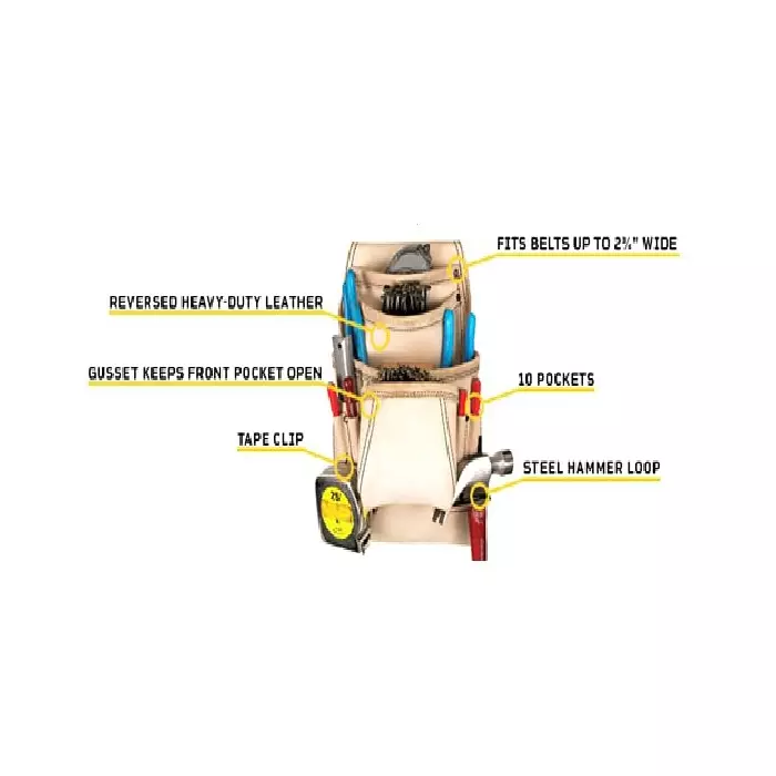 A.D INTERNATIONAL Nail & Tool Bag Heavy Duty Top Grain Leather Cream White Color with 10 Pockets for Professional Use, TQ-MCIW-CW6U
