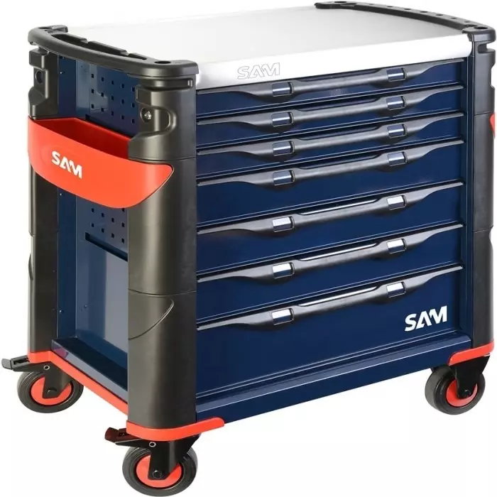 Sam Wheeled Tool Trolley 7 Drawer Stainless Steel Trolley, 417HB