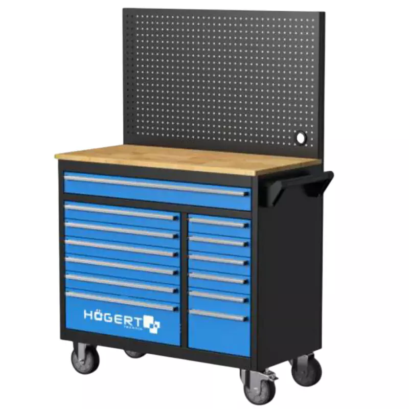 Hogert Technik Workshop Cabinet with Wall Panel 500 Kg Maximum Load Capacity and 13 Drawers, HT7G044