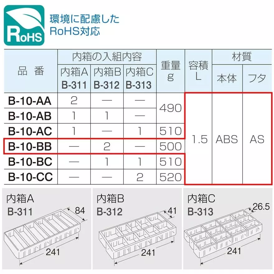hozan-parts-case-254x41x185-mm-outer-dimension-b-10-bb