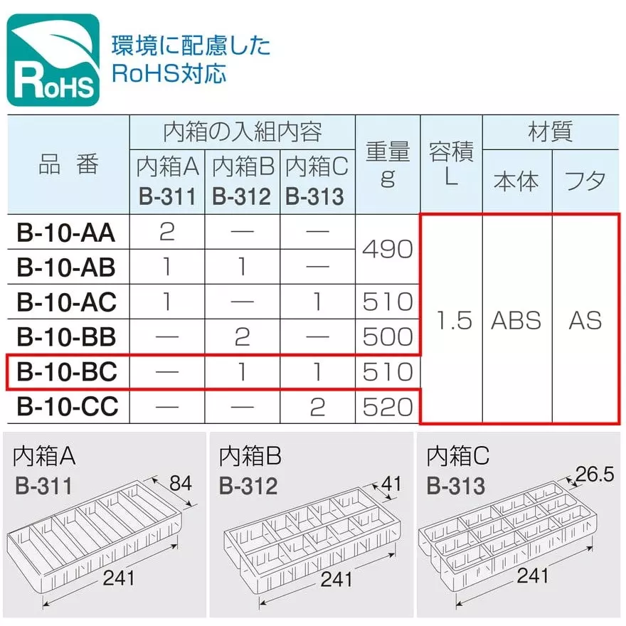 hozan-parts-case-254x41x185-mm-outer-dimension-b-10-bc