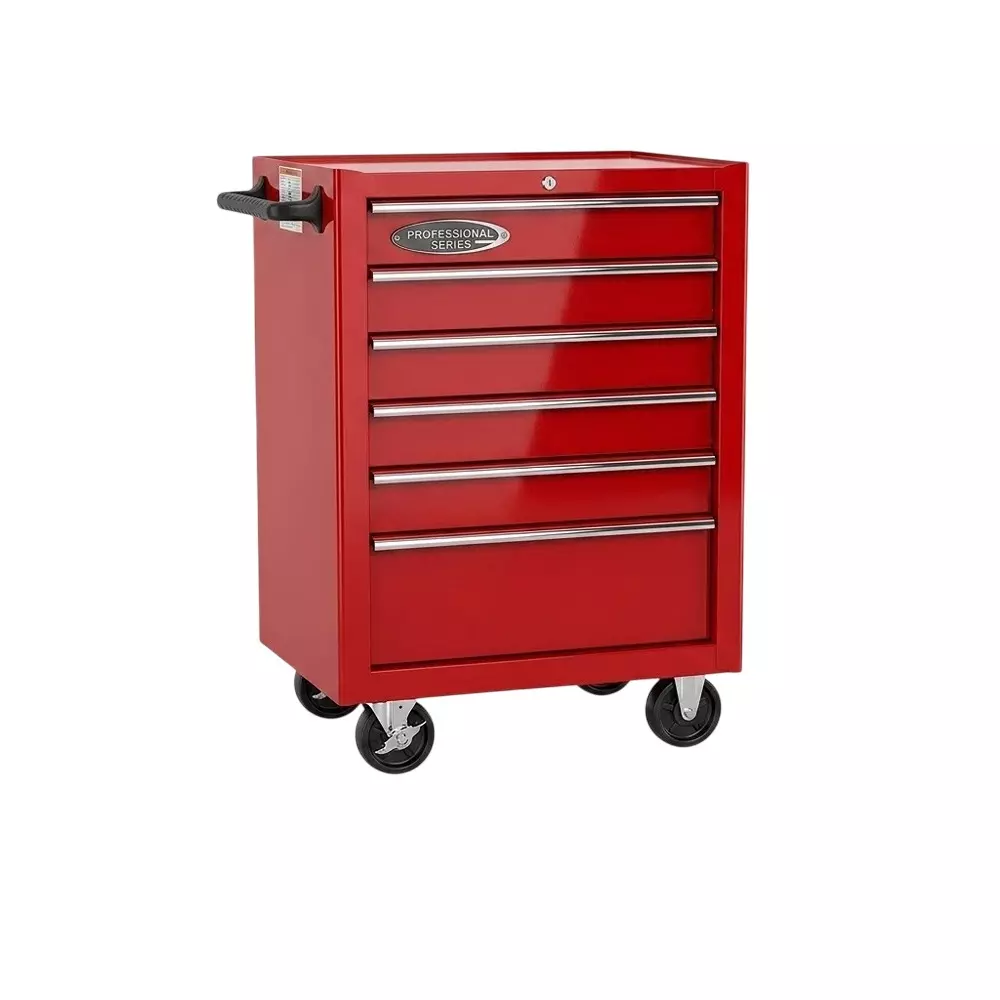 Blue-Point 6 Drawers Roller Cabinet With 25 Kg Per Drawer Load Capacity, Single Wall Metal Body in Red Color, KRB23006INRED