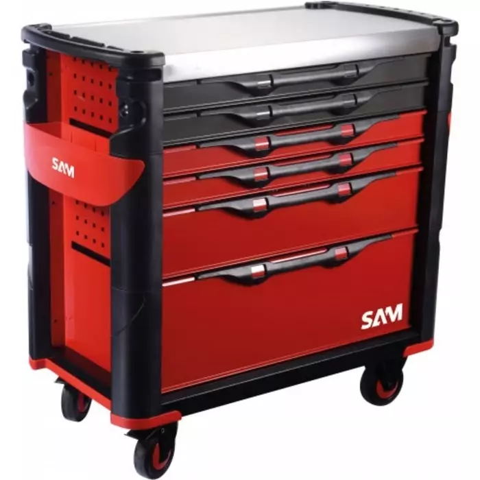 Sam Wheeled Tool Trolley 6 Drawer Stainless Steel Trolley, 416-AXL