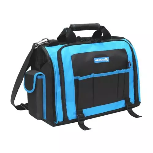 Hogert Technik Heavy Duty Electrician Bag Made of 600D Polyester in Black and Blue Color, 43x20x37 cm, HT7G200
