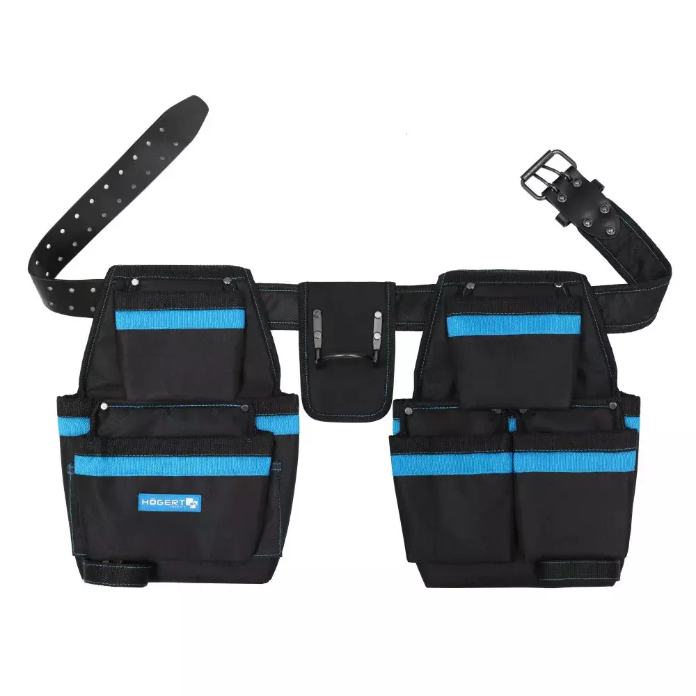 Hogert Technik Work Belt I Made of 600D Polyester in Black and Blue Color, 131 cm, HT7G240