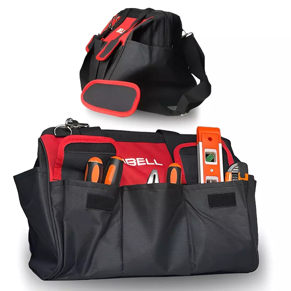 ibell-multipurpose-tools-storage-open-mouth-bag-nylon-single-zipper-10-kg-max-weight-recommedation-red-black