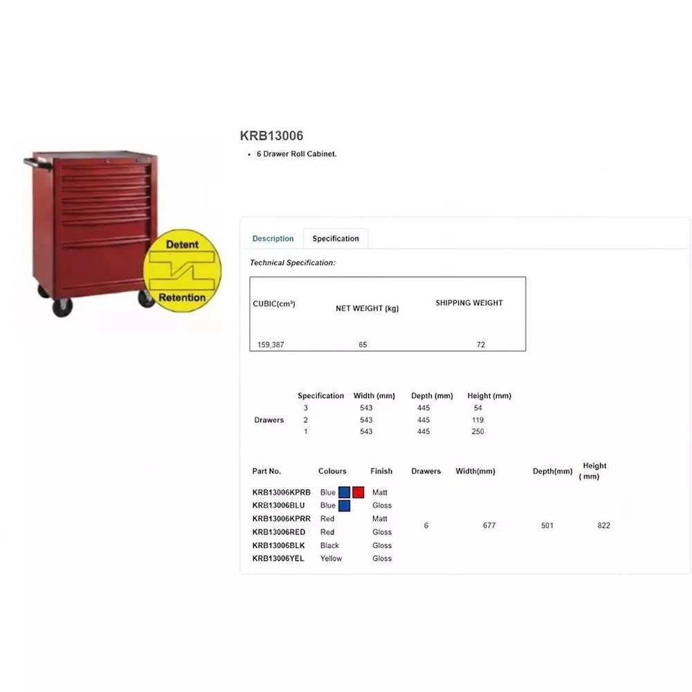 blue-point-26-inch-6604-mm-size-roller-cabinet-red-color-with-6-drawers-and-pe-powder-painted-matte-finish-steel-plate-body-krb13006inprr