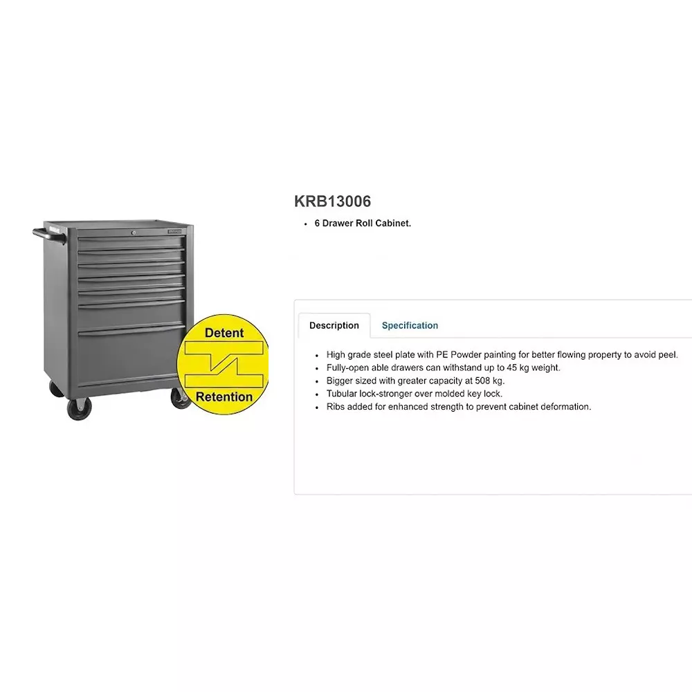 blue-point-26-inch-6604-mm-size-roller-cabinet-volkswagen-grey-color-with-6-drawers-and-pe-powder-painted-texture-finish-steel-plate-body-krb13006inprg