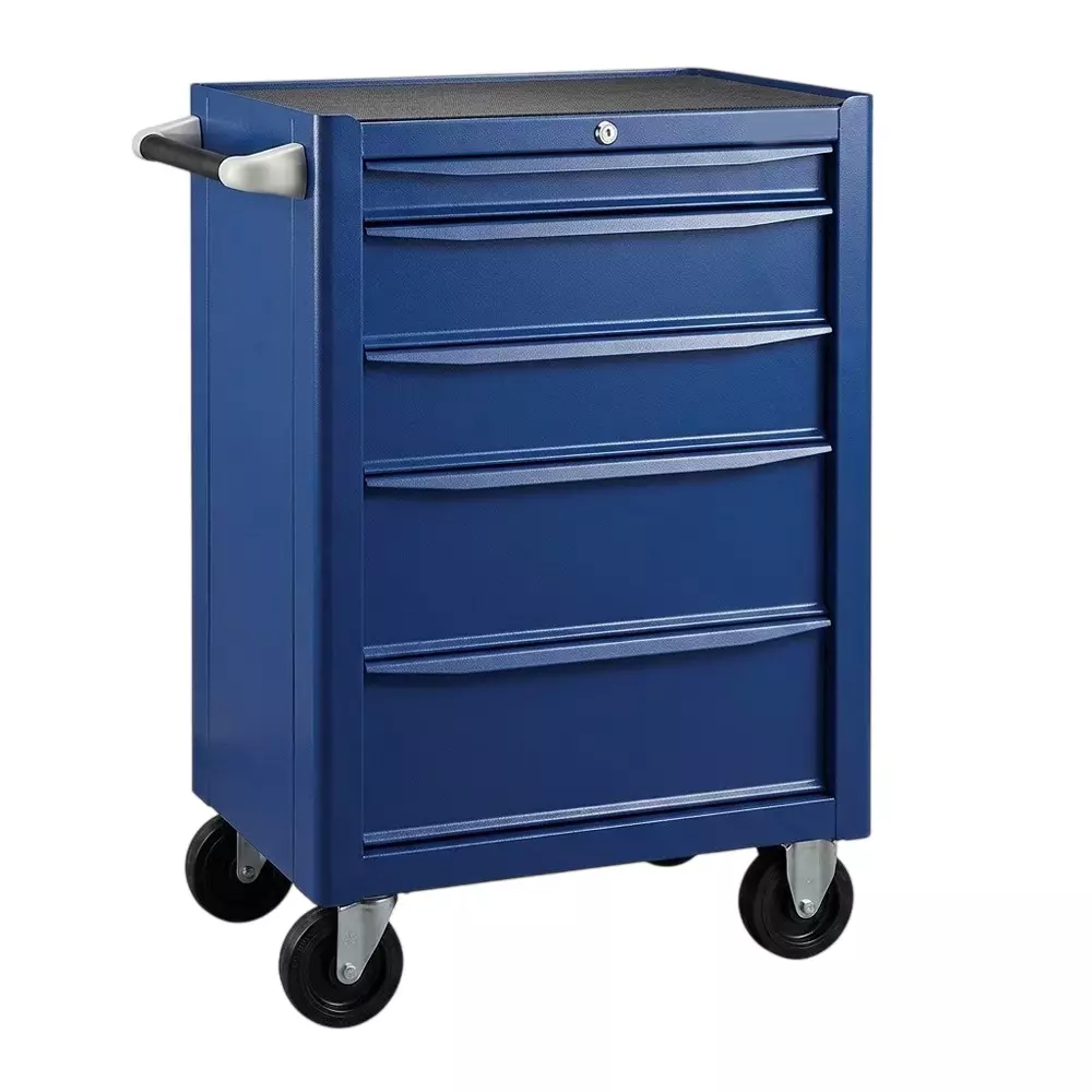 Blue-Point 26 inch (660.4 mm) Size Roller Cabinet Red Color with 5 Drawers and PE Powder Painted Matte Finish Steel Plate Body, KRB13005INPRR