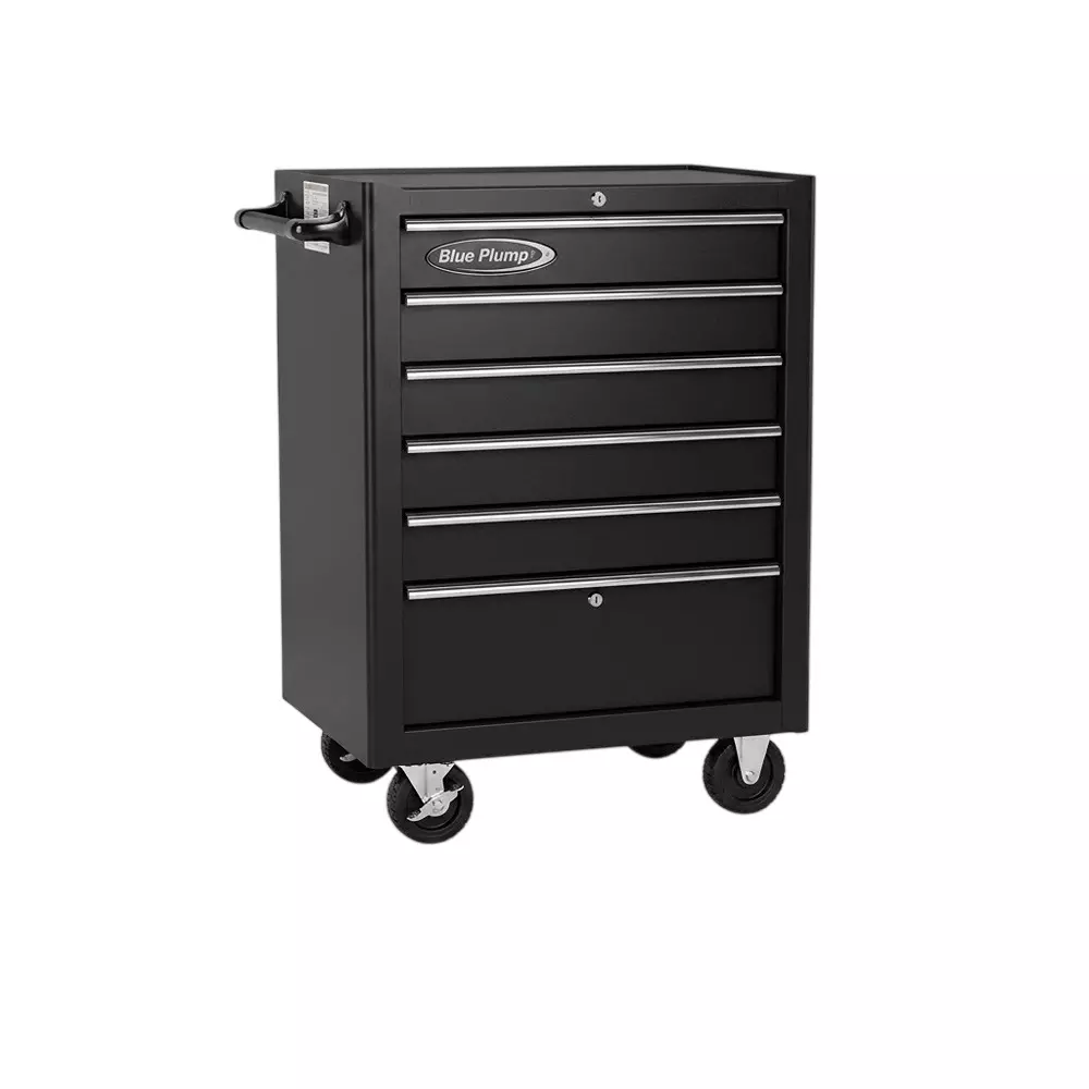 Blue-Point 6 Drawers Roller Cabinet With 25 Kg Per Drawer Load Capacity, Single Wall Metal Body in Black Color, KRB23006INBLK