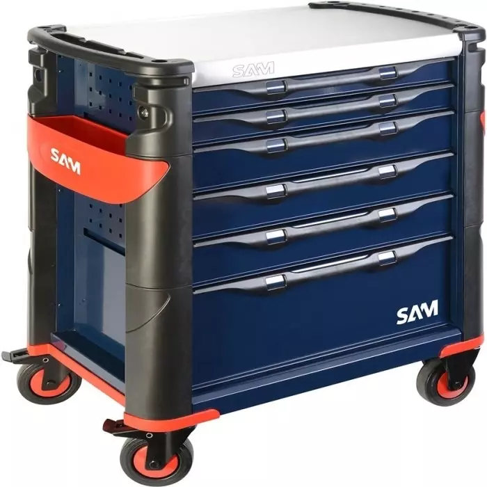 Sam Wheeled Tool Trolley 6 Drawer Stainless Steel Trolley, 416HB