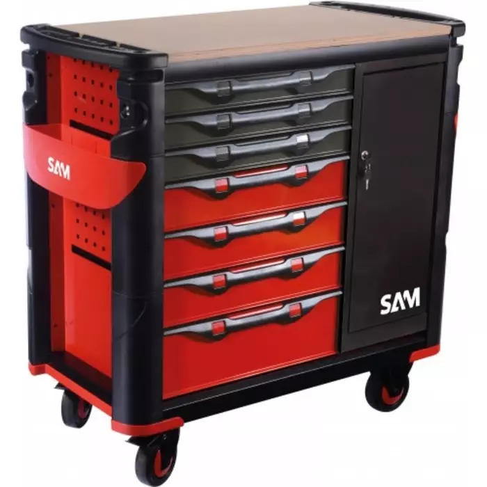 Sam Wheeled Tool Trolley 7 Drawer Stainless Steel Trolley, 417-BXE