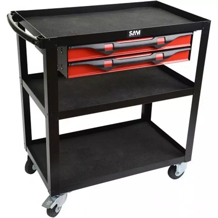 Sam Wheeled Tool Trolley 2 Drawer Sheet Metal Trolley, SERVI-3P2T