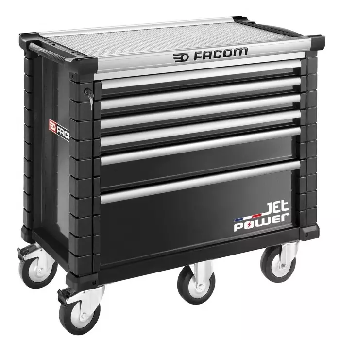Facom 6 Drawer Aluminium Wheeled Tool Cabinet, JET.6NM5APOWER