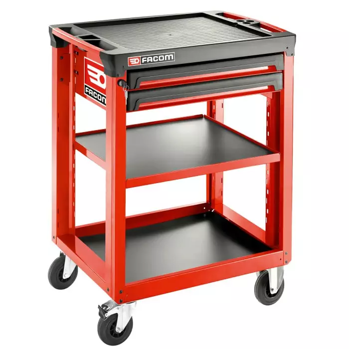 Facom 2 Drawer Polypropylene with Fiber Wheeled Tool Trolley, ROLL.UC3S2DM3
