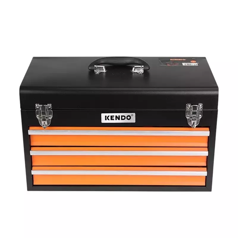 Kendo Tool Chest Set 3 Drawers 4 Trays with 86 Pcs Tools Orange & Black, 90517