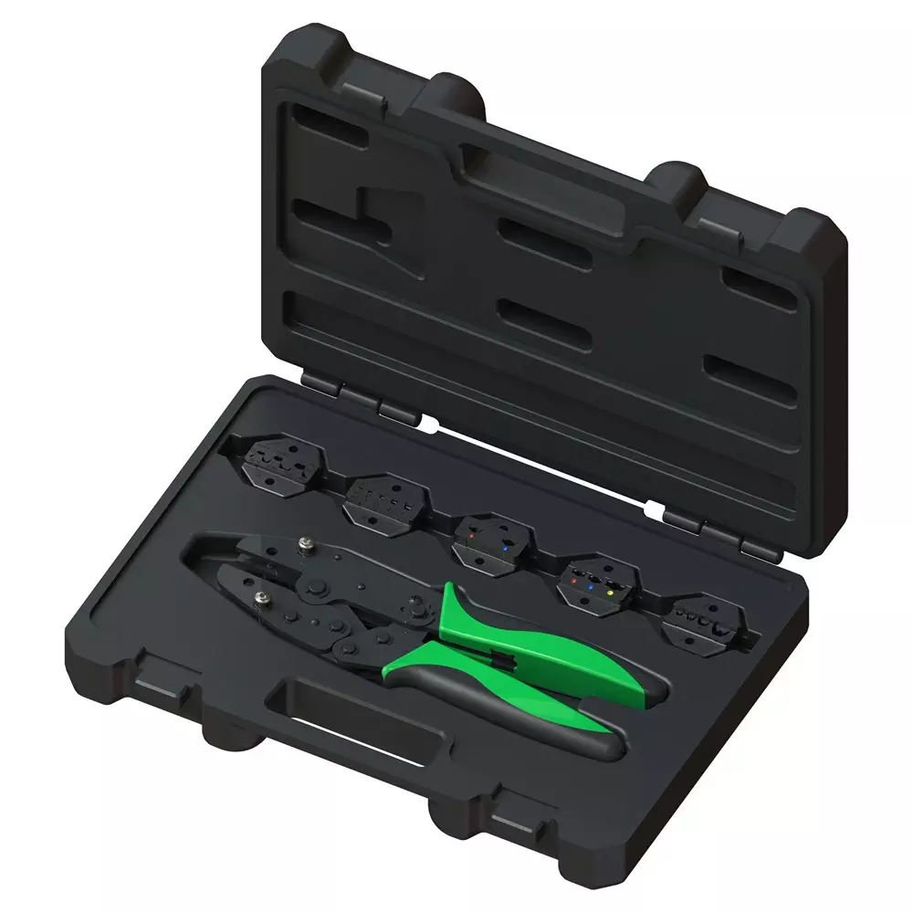 MULTICOMP PRO Crimp Tool Kit 1 Interchangeable Ratchet 5 Dies Set Contents, MP009830