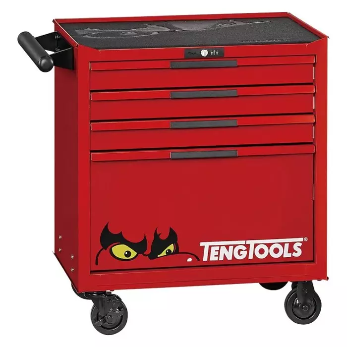 Teng Tools 4 Drawer Steel Wheeled Roller Cabinet, TSW26R4L