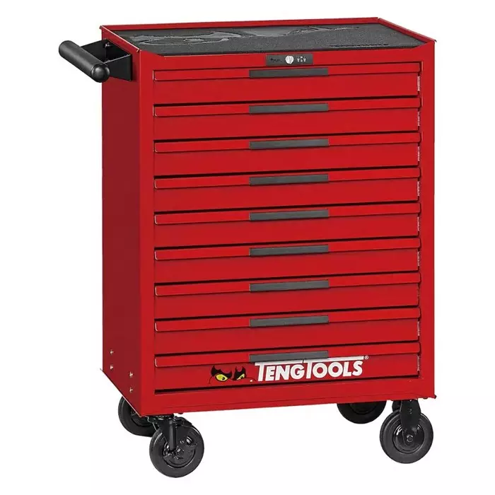 Teng Tools 9 Drawer Steel Wheeled Roller Cabinet Tools Included, TSW26R9