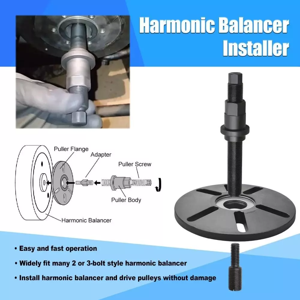 Voltz Harmonic Balancer Puller Removal & Install Tool Kit with 4.96 inch (125.9 mm) Puller Plate Diameter for Universal Vehicle Use, VZ-9009