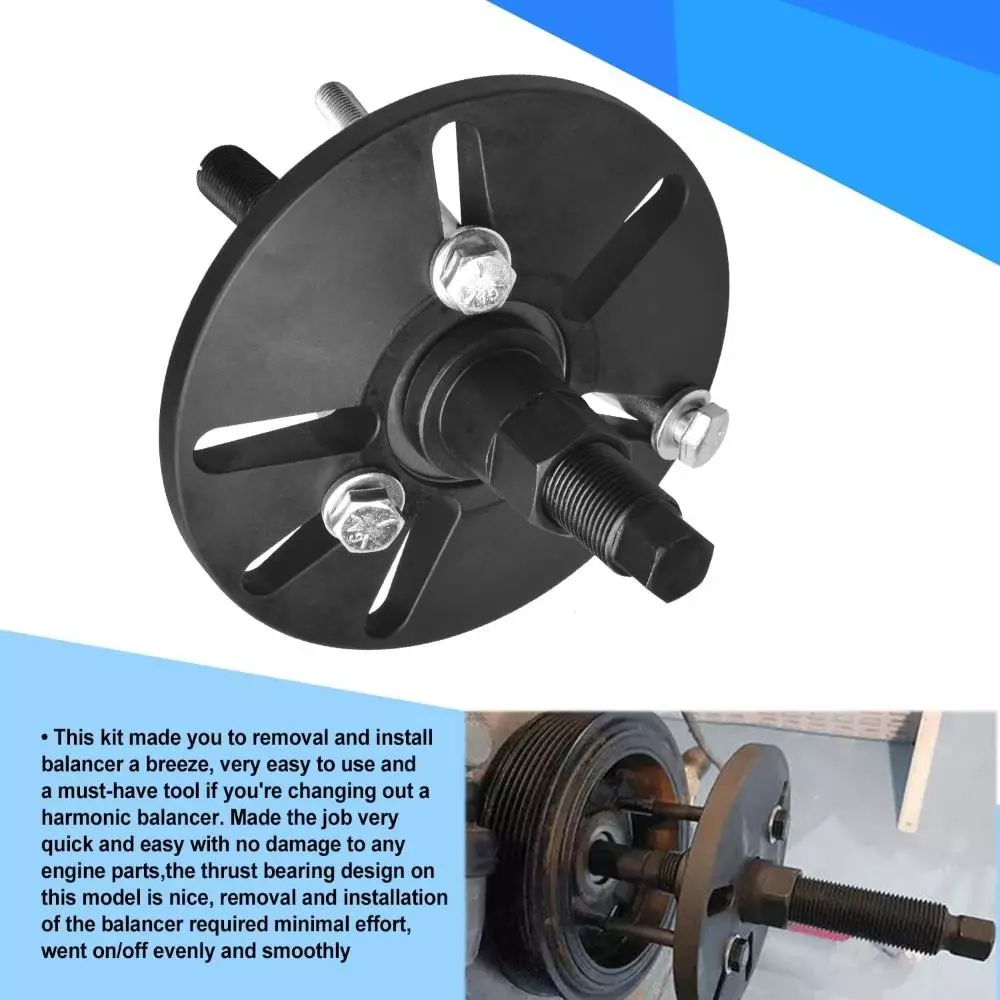 Voltz Harmonic Balancer Puller Removal & Install Tool Kit with 4.96 inch (125.9 mm) Puller Plate Diameter for Universal Vehicle Use, VZ-9009