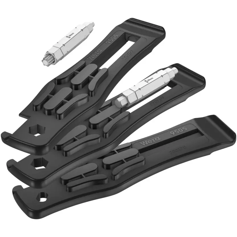 Wera Bicycle Set 15 Bike Tool With 2 Quadruple Bits And 3 Tyre Jacks with Hexagon Mounting and 10 Nm Torque, 5004182001 (Set of 5)